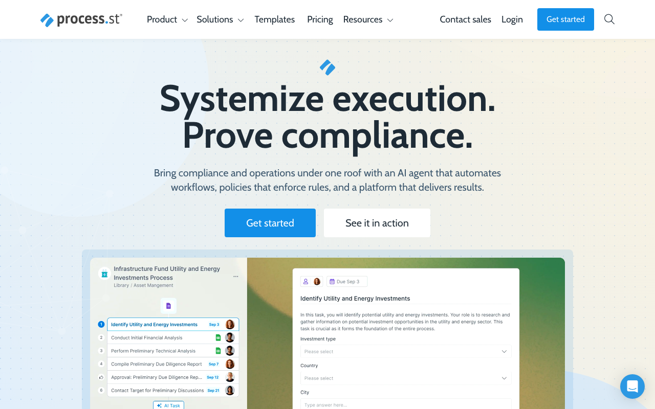 Process Street project management platform interface screenshot