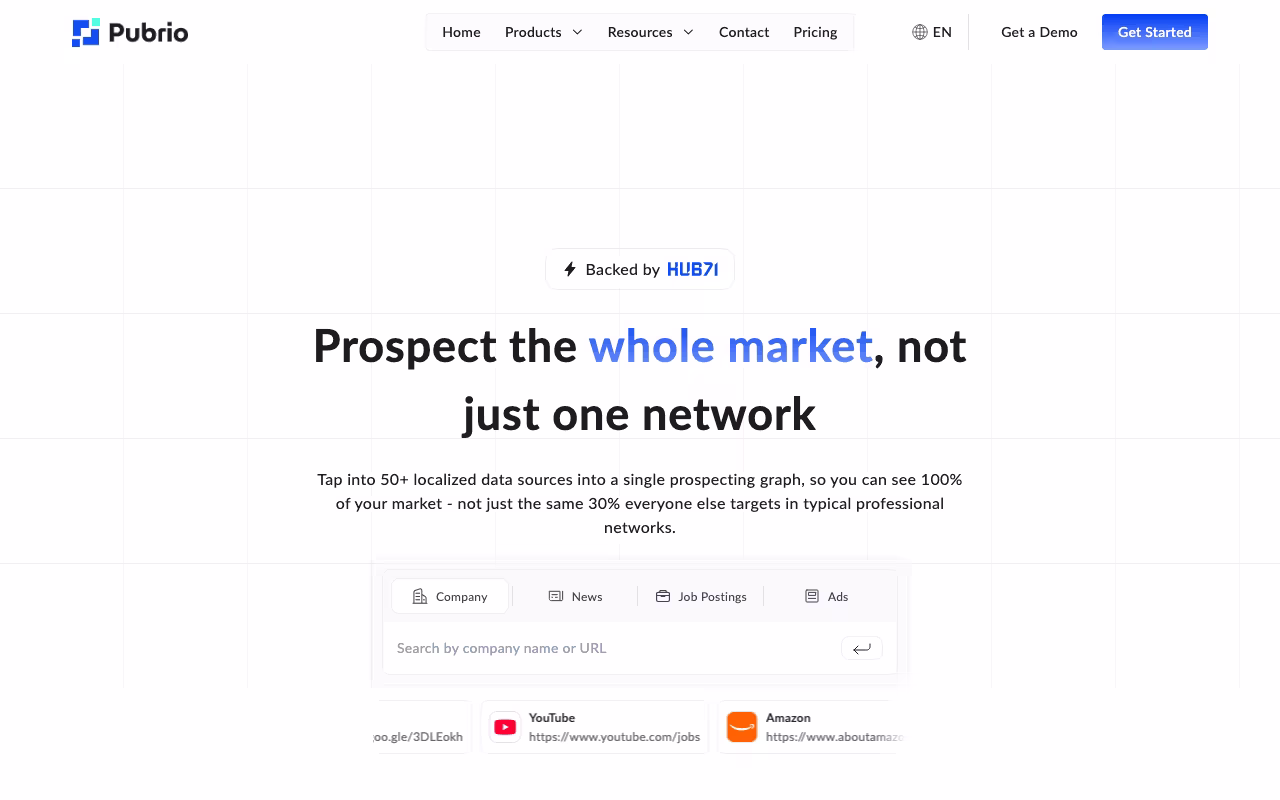 Pubrio sales platform interface screenshot
