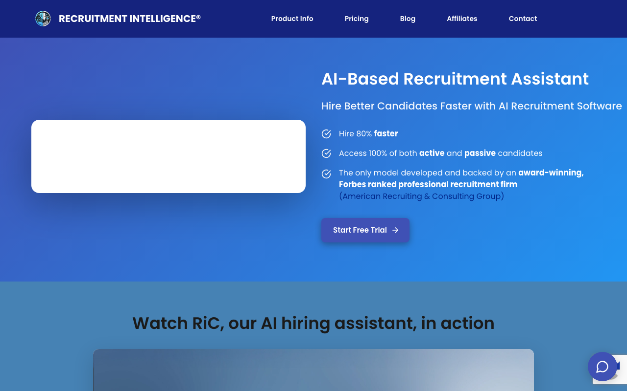Recruitment Intelligence hr platform interface screenshot