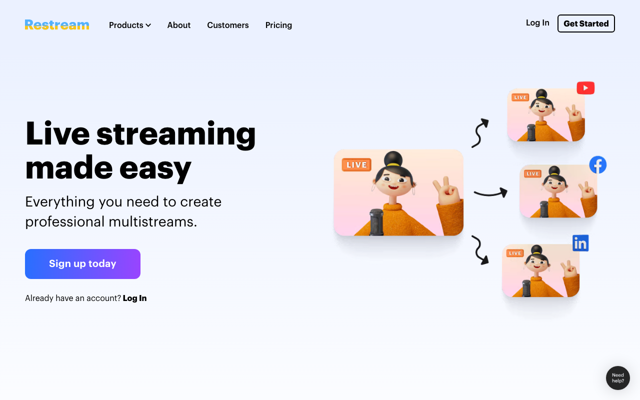 Restream content creation platform interface screenshot