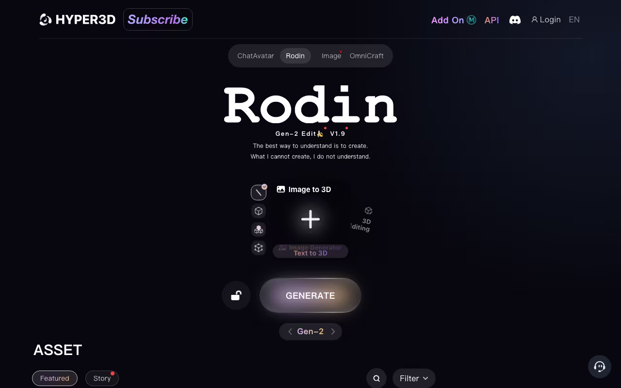 Rodin AI design platform interface screenshot