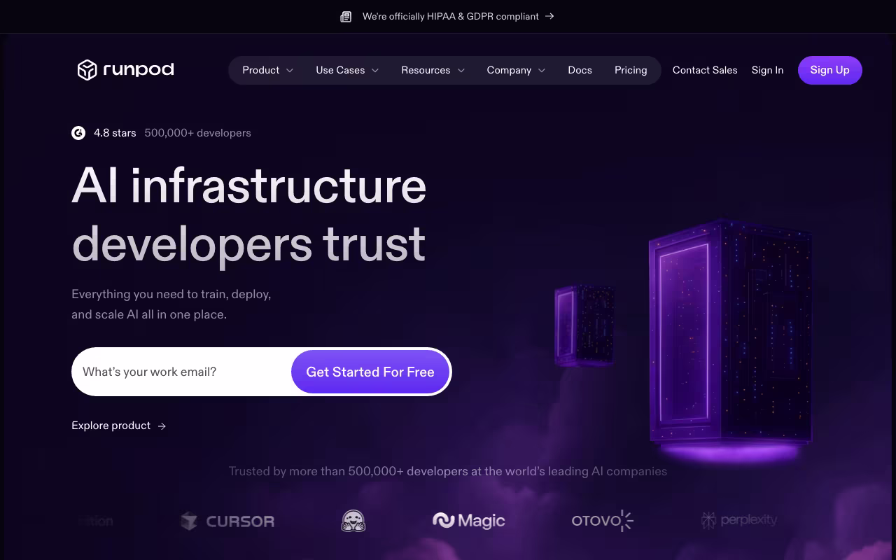 Runpod dev platform interface screenshot
