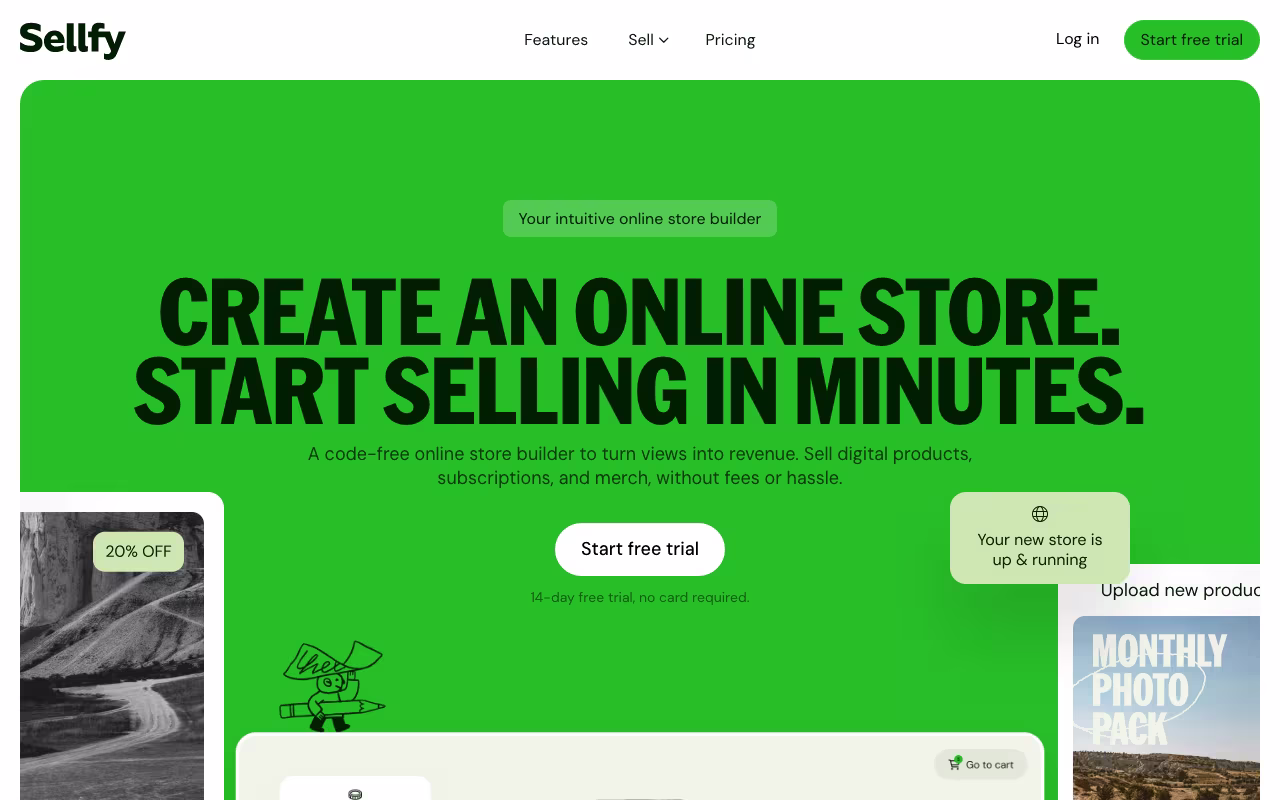 Sellfy sales platform interface screenshot