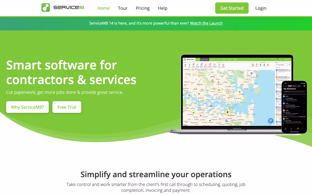 ServiceM8 productivity platform interface screenshot