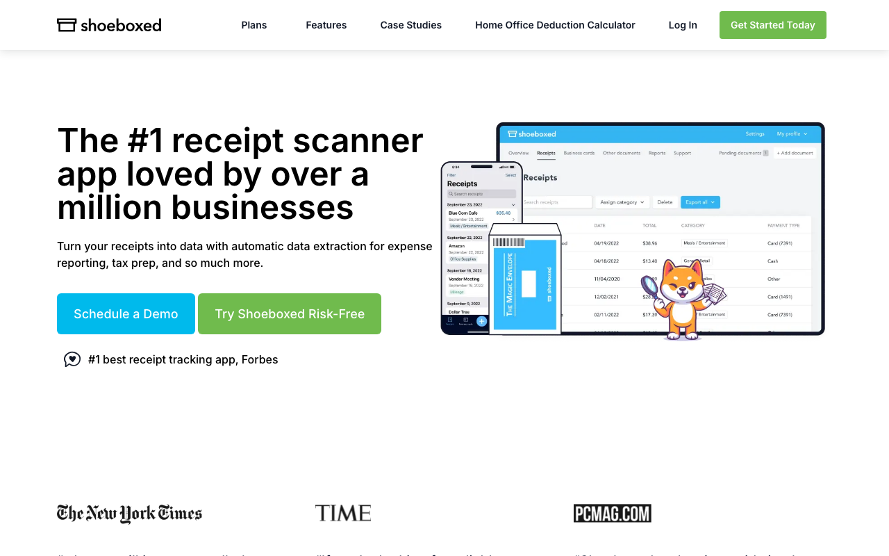 Shoeboxed finance platform interface screenshot