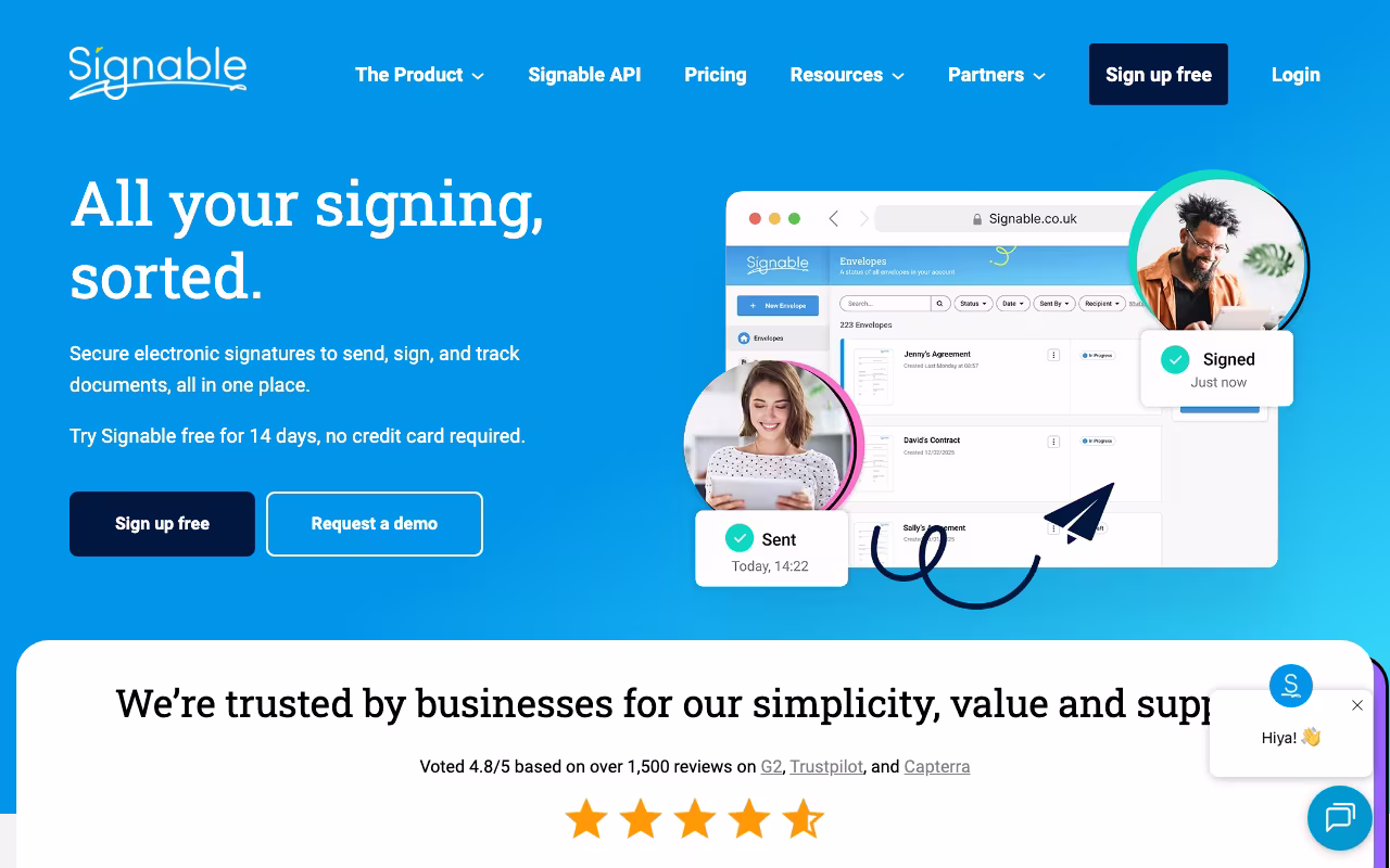 Signable legal platform interface screenshot