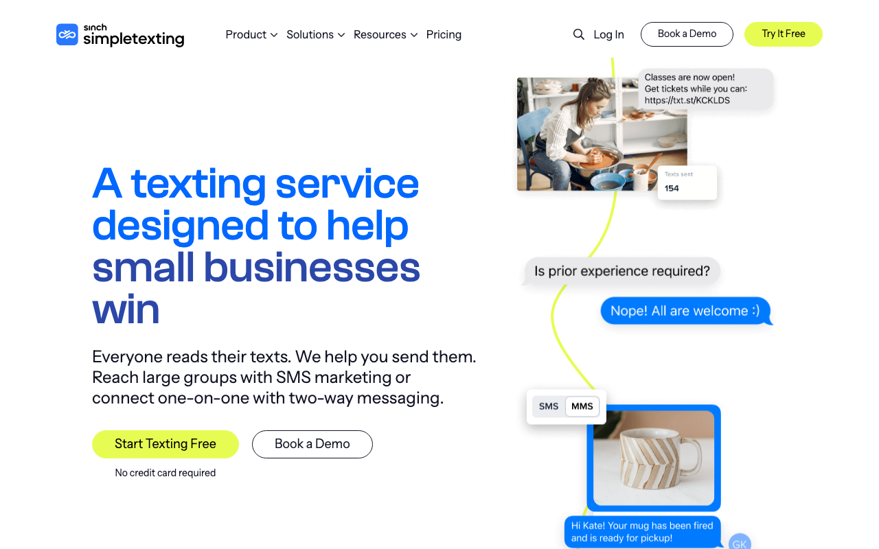 SimpleTexting customer support platform interface screenshot