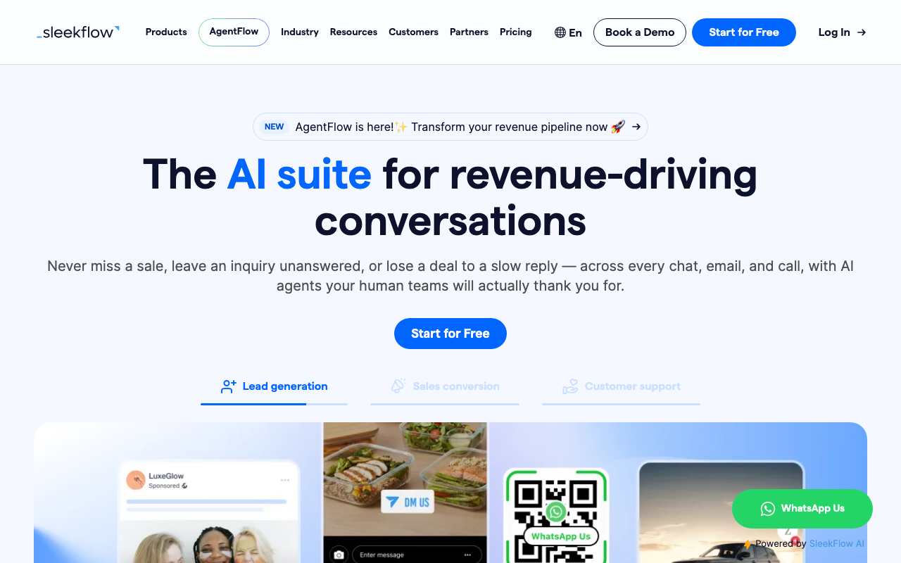 SleekFlow customer support platform interface screenshot