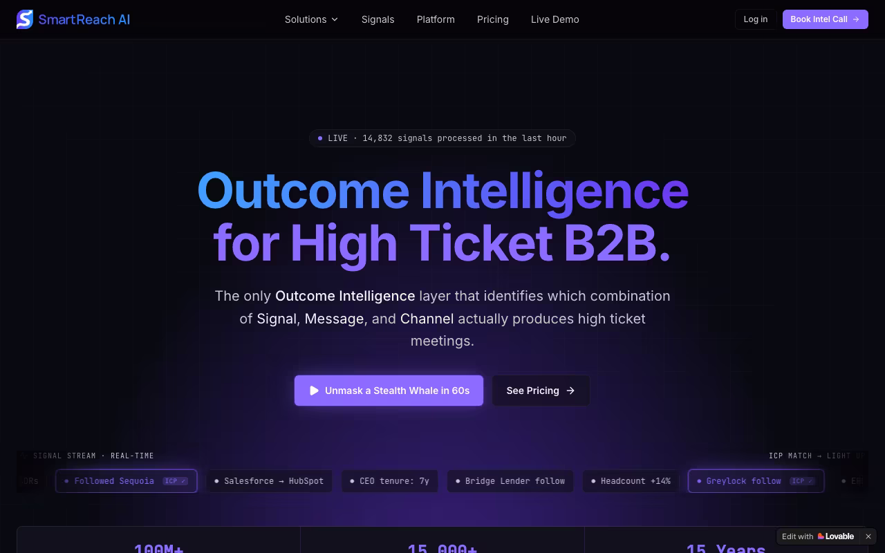 SmartReach AI sales platform interface screenshot
