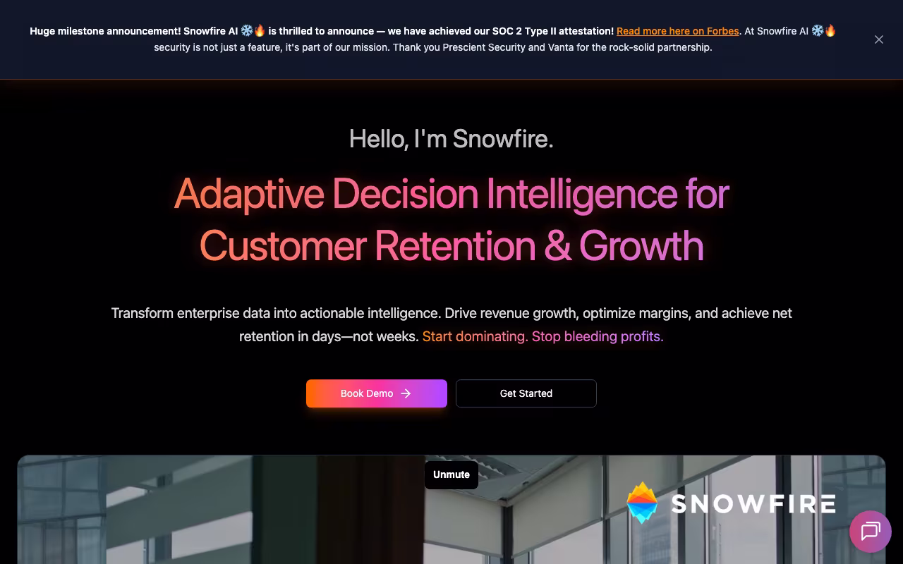 Snowfire AI dev platform interface screenshot