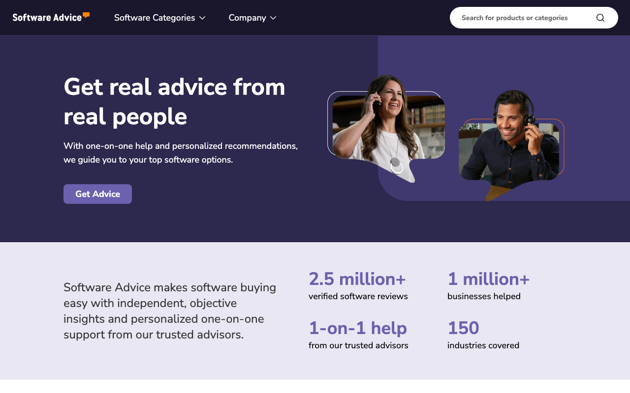 Software Advice productivity platform interface screenshot