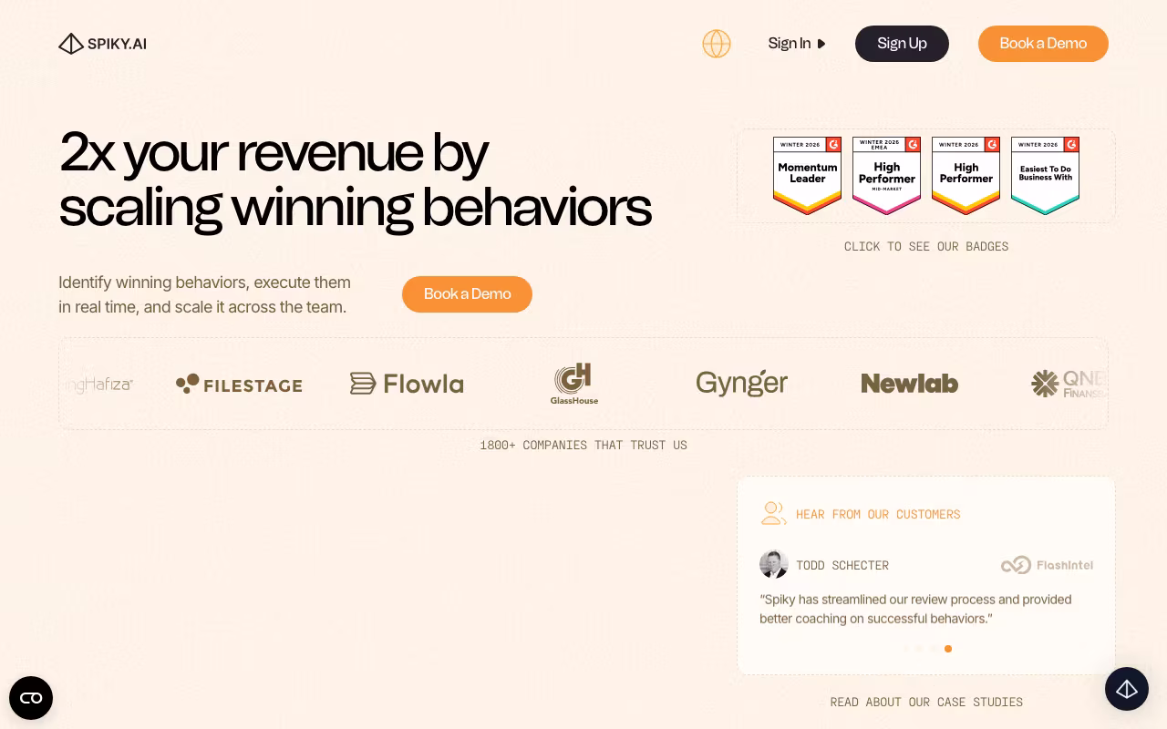 Spiky.ai sales platform interface screenshot