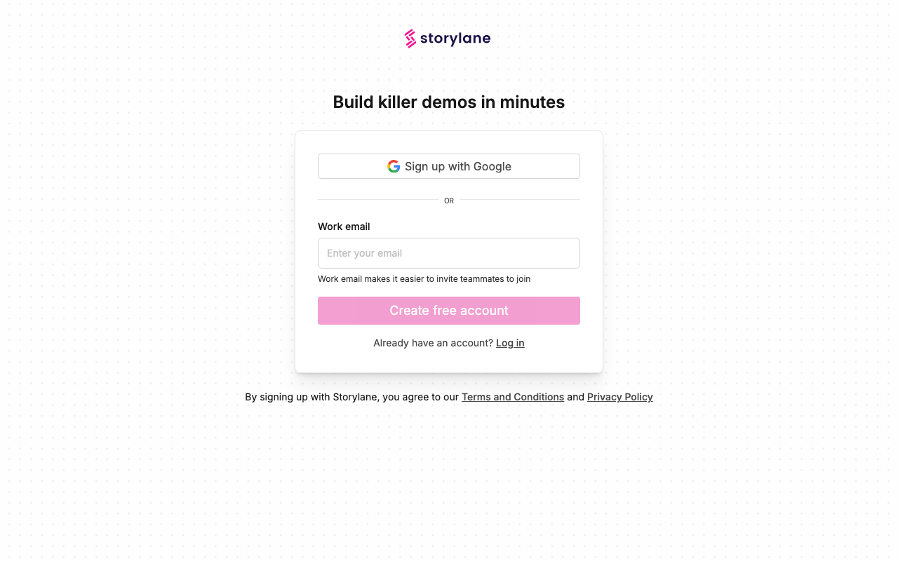 Storylane content creation platform interface screenshot