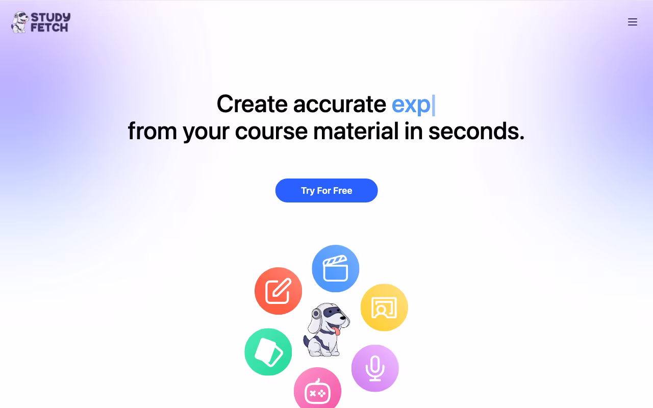 Study Fetch educational platform interface screenshot
