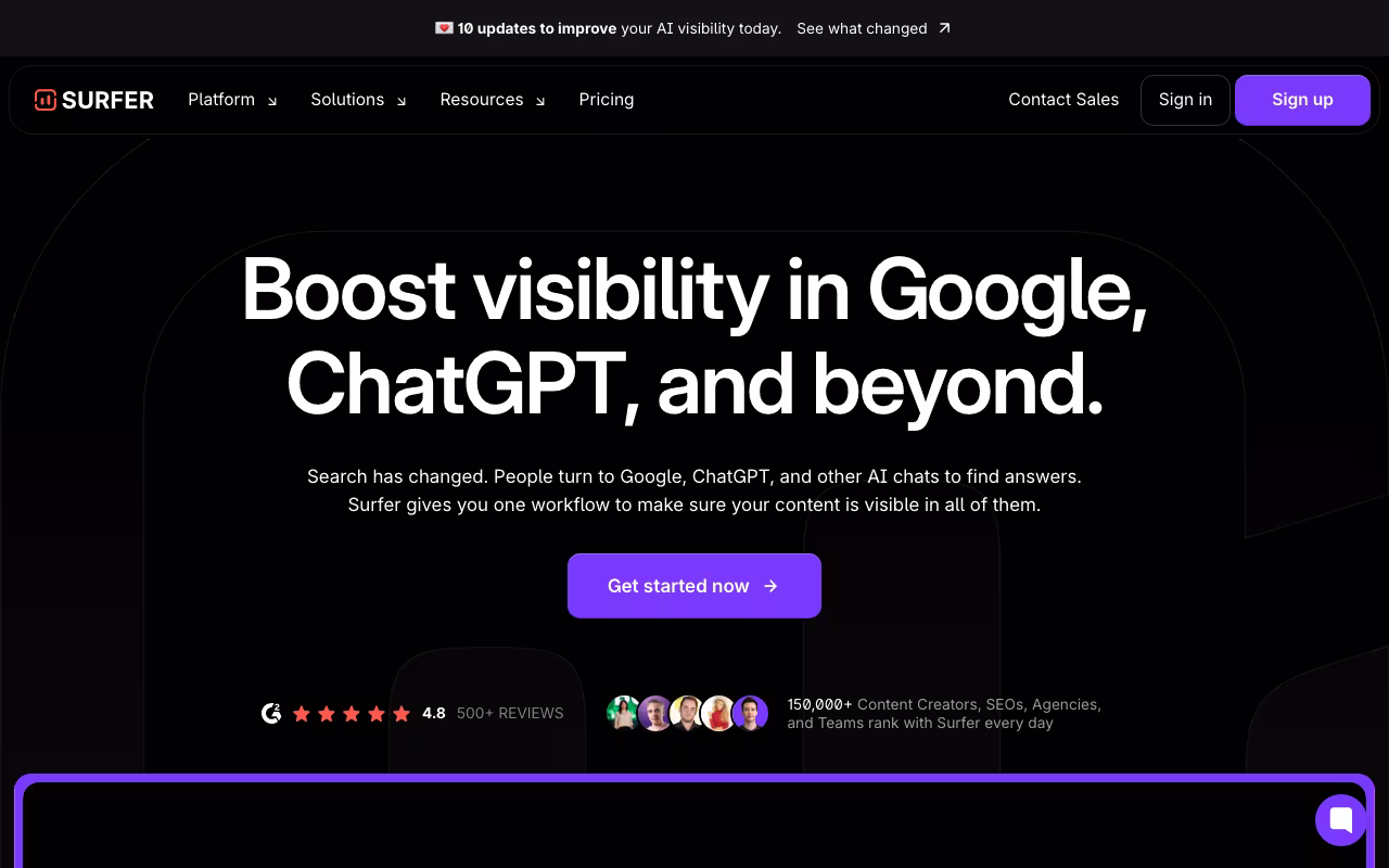 Surfer SEO seo platform interface screenshot