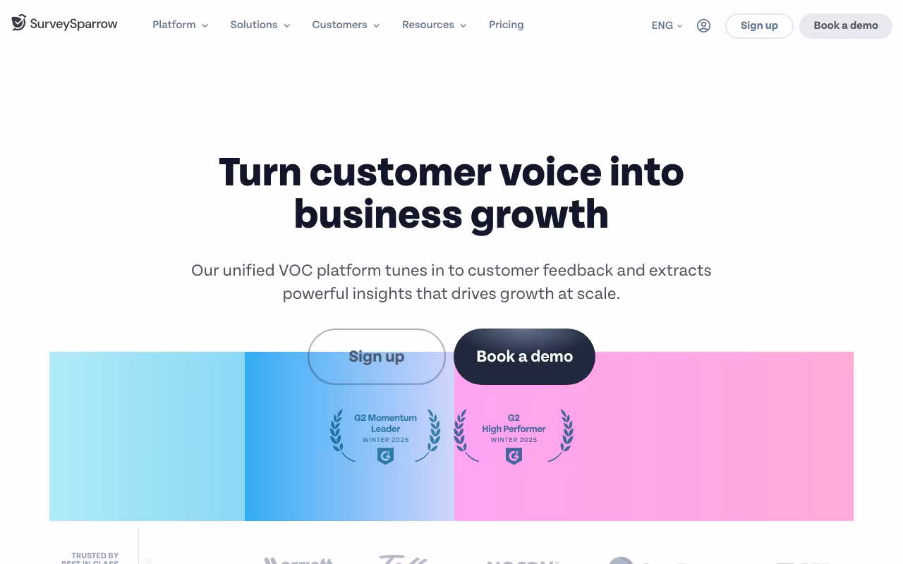 SurveySparrow marketing platform interface screenshot