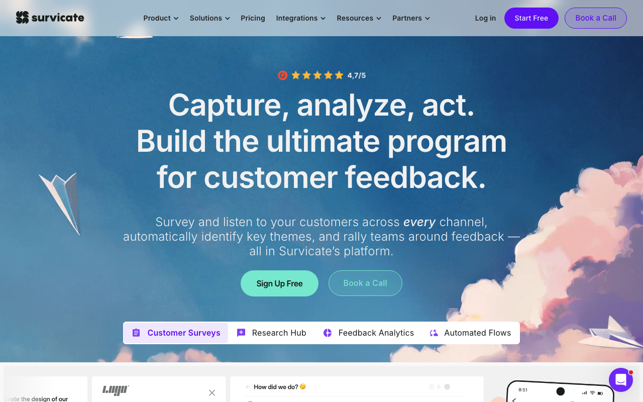 Survicate data platform interface screenshot