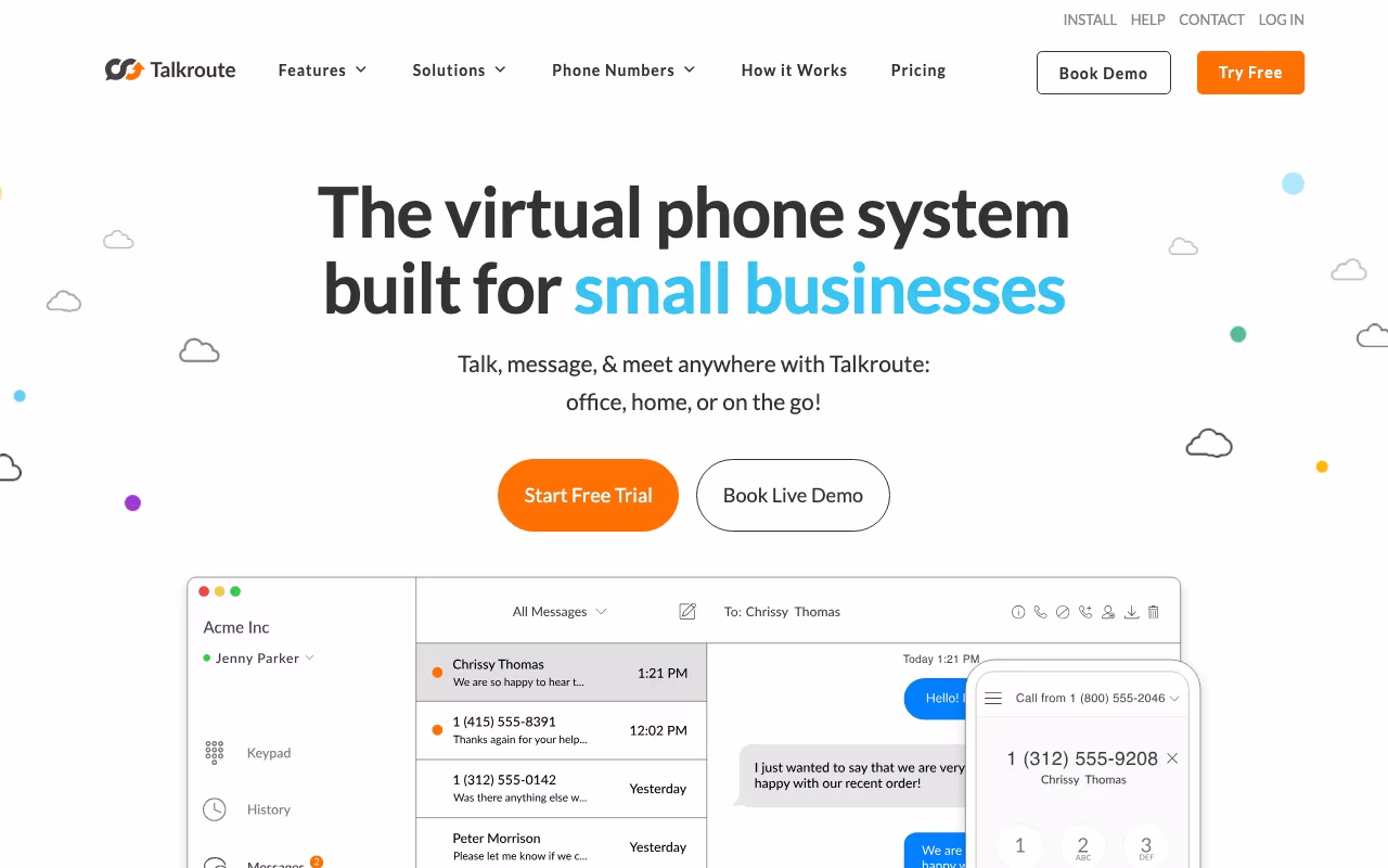 TalkRoute customer support platform interface screenshot