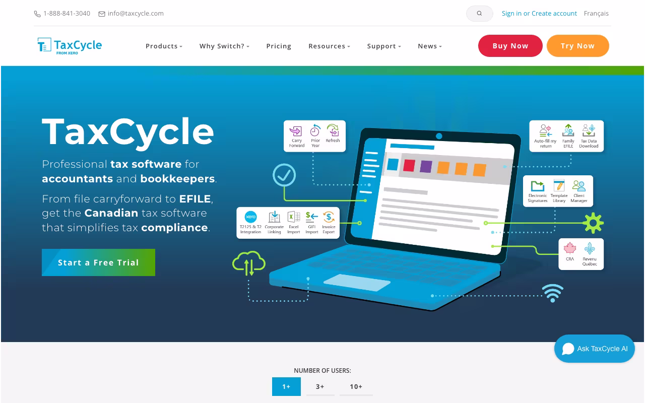 TaxCycle finance platform interface screenshot