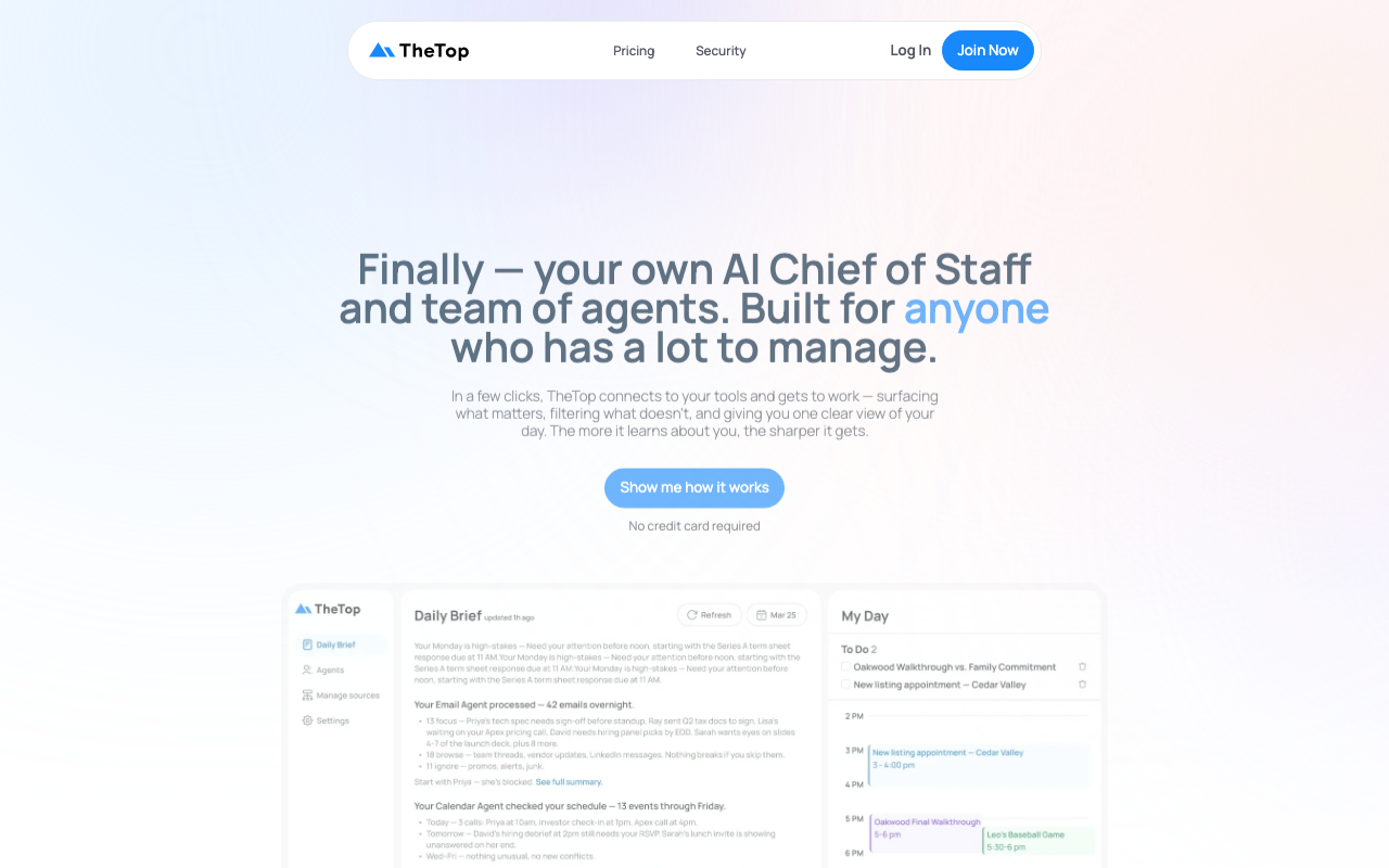 TheTop marketing platform interface screenshot