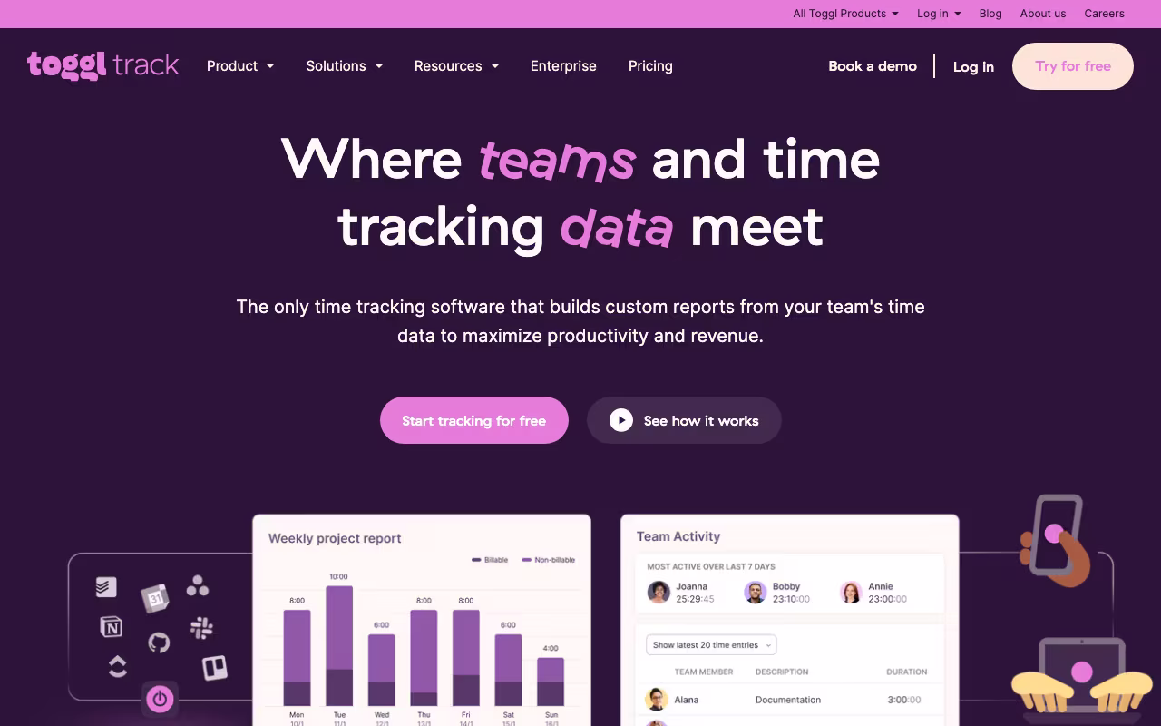 Toggl Track productivity platform interface screenshot