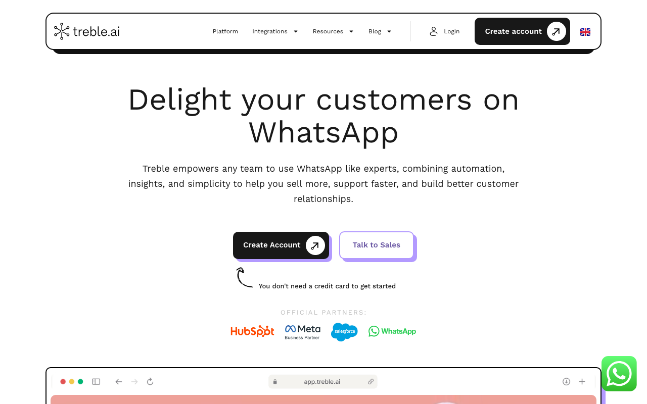 Treble.ai productivity platform interface screenshot