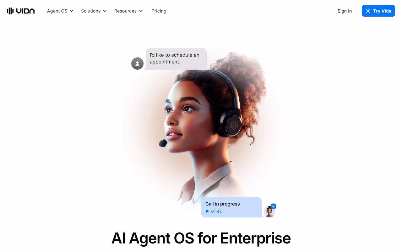 Vida customer support platform interface screenshot