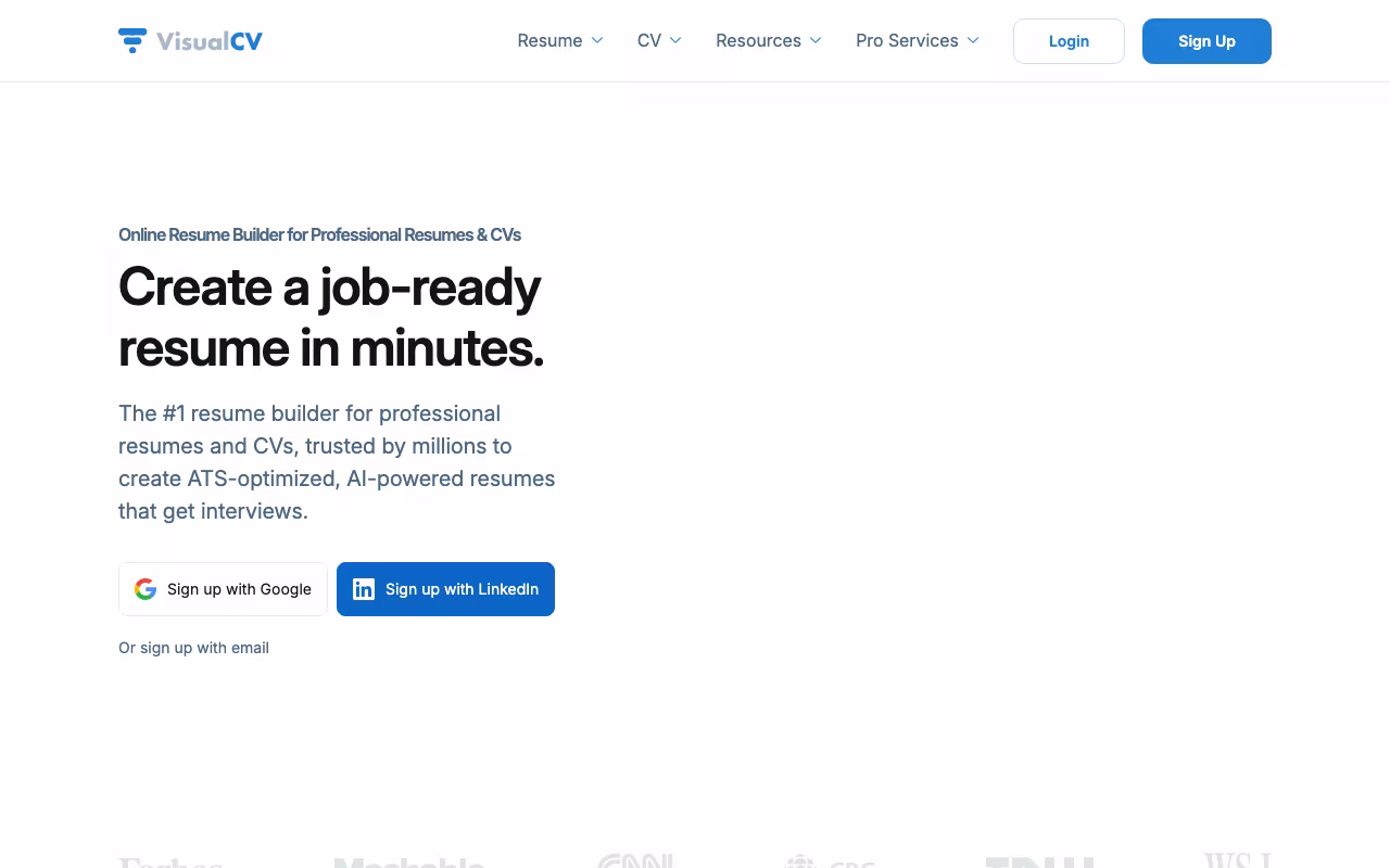 VisualCV hr platform interface screenshot