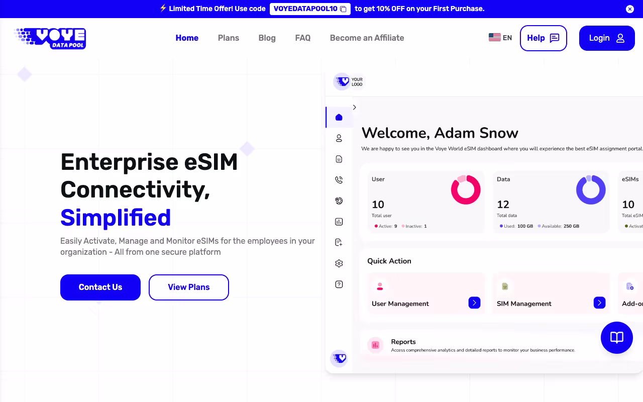 Voye Global productivity platform interface screenshot