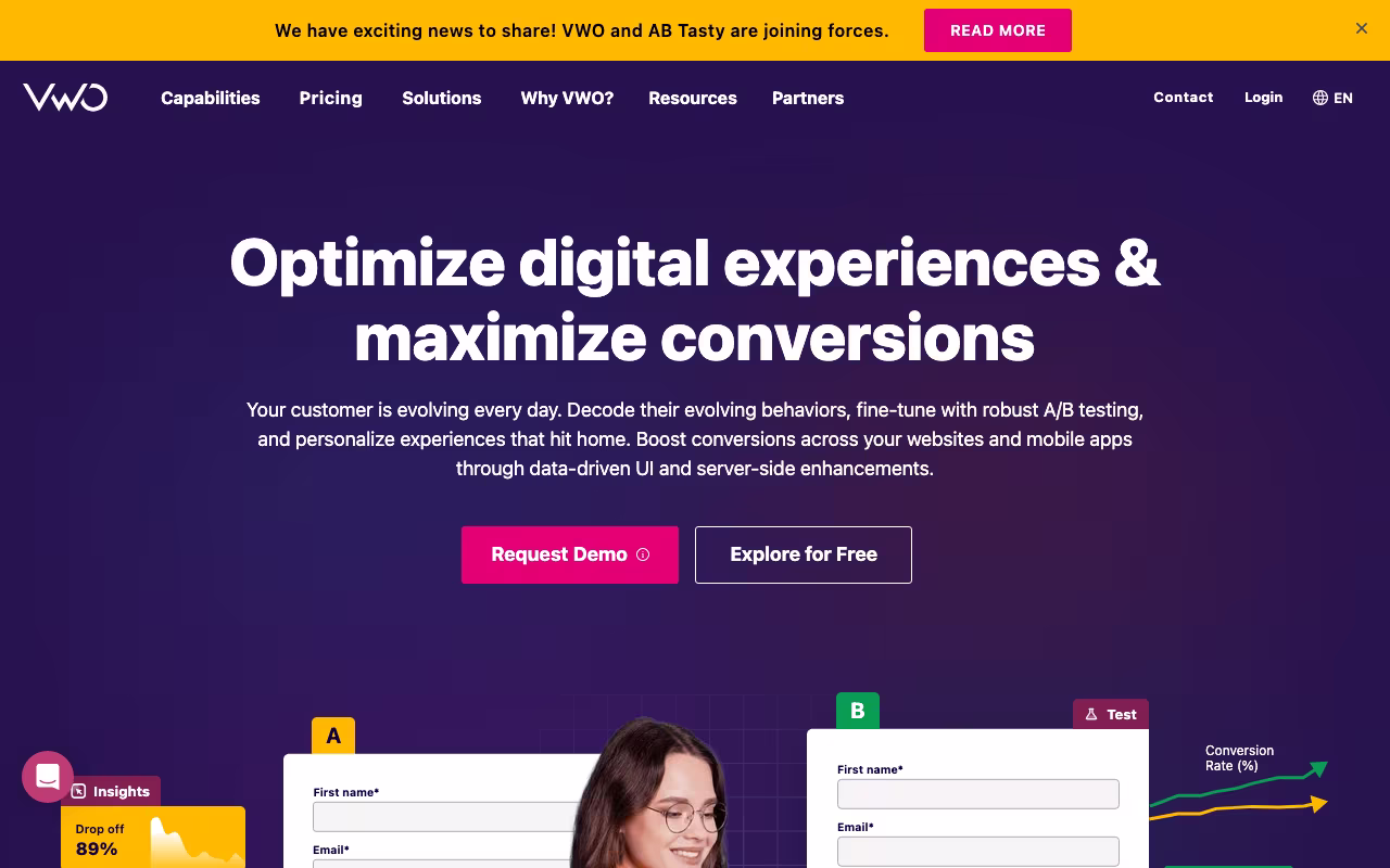 VWO marketing platform interface screenshot