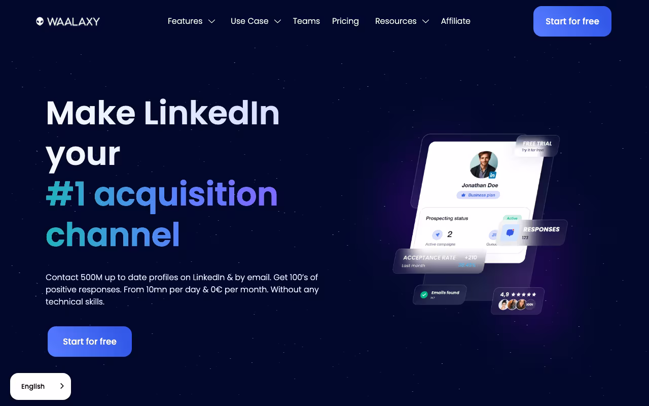 Waalaxy marketing platform interface screenshot