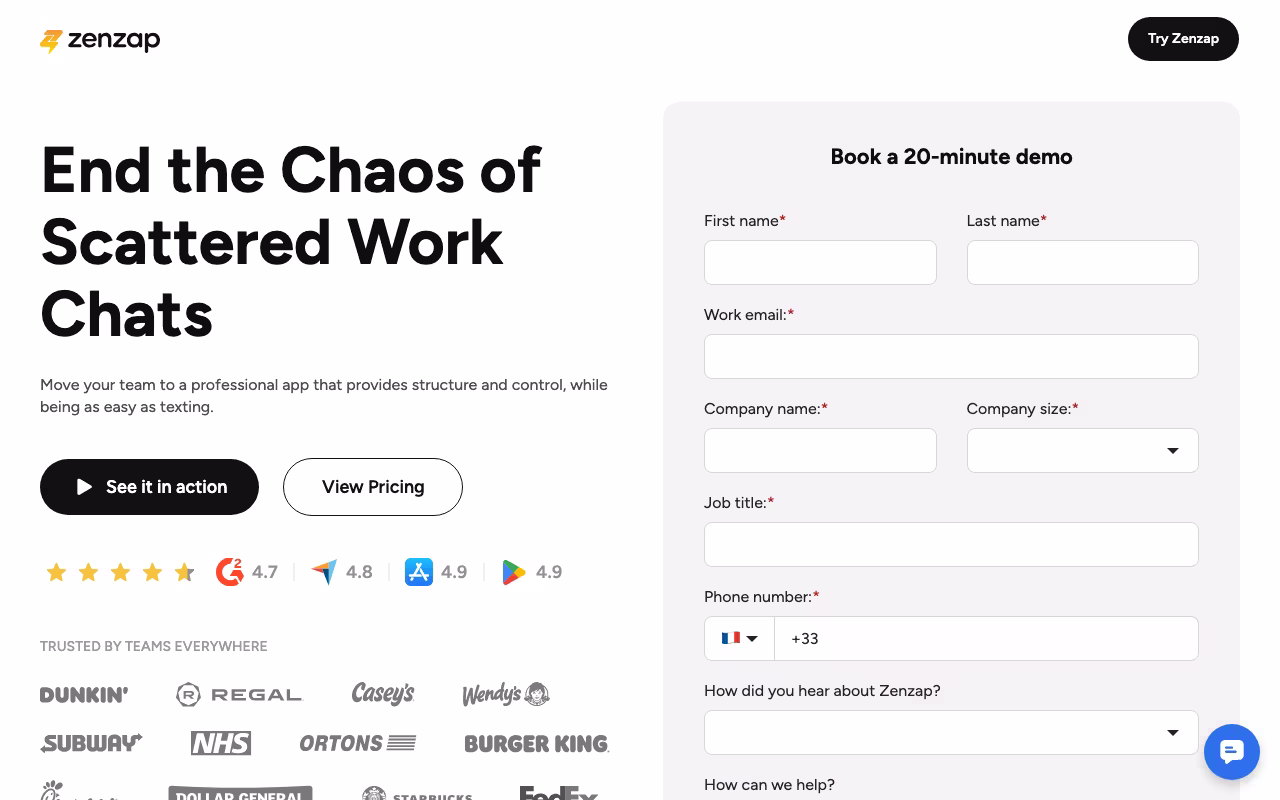 Zenzap productivity platform interface screenshot