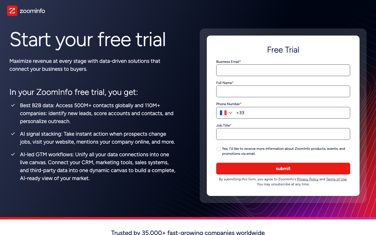 ZoomInfo sales platform interface screenshot